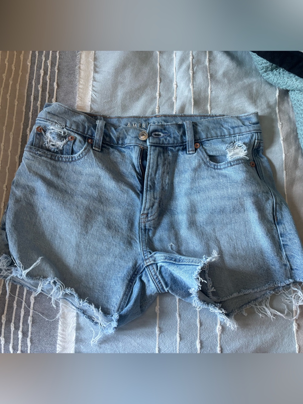 American Eagle Outfitters Light Wash Distressed Denim Shorts